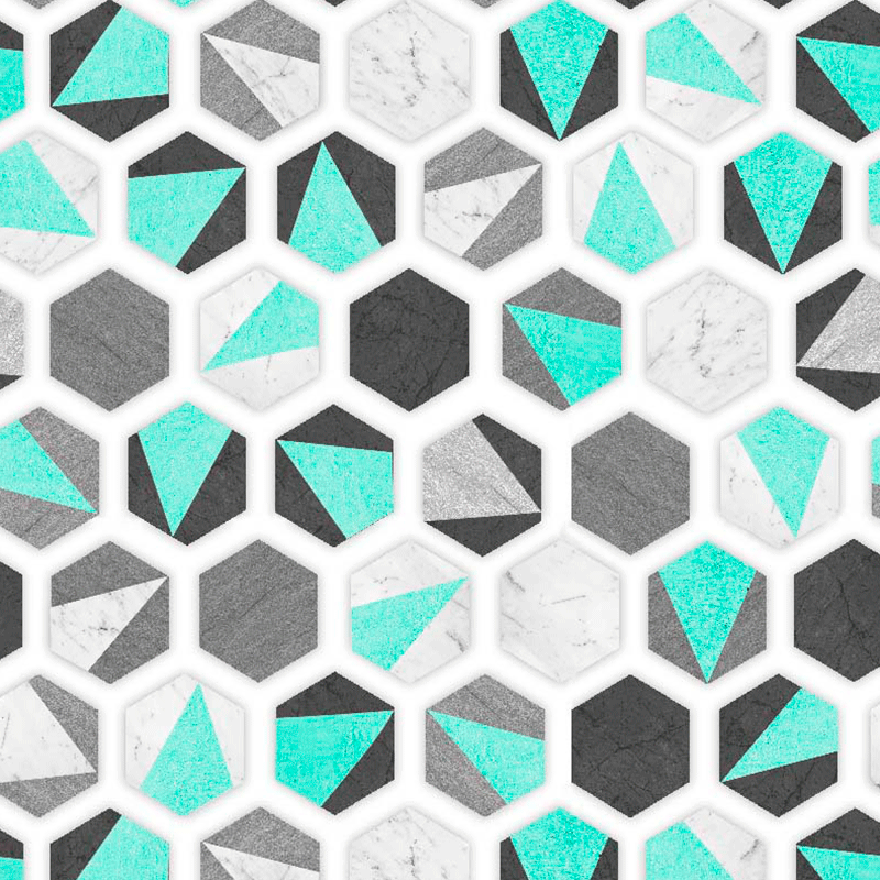 Loneta en formas geometricas de azulejos o baldosas verde menta