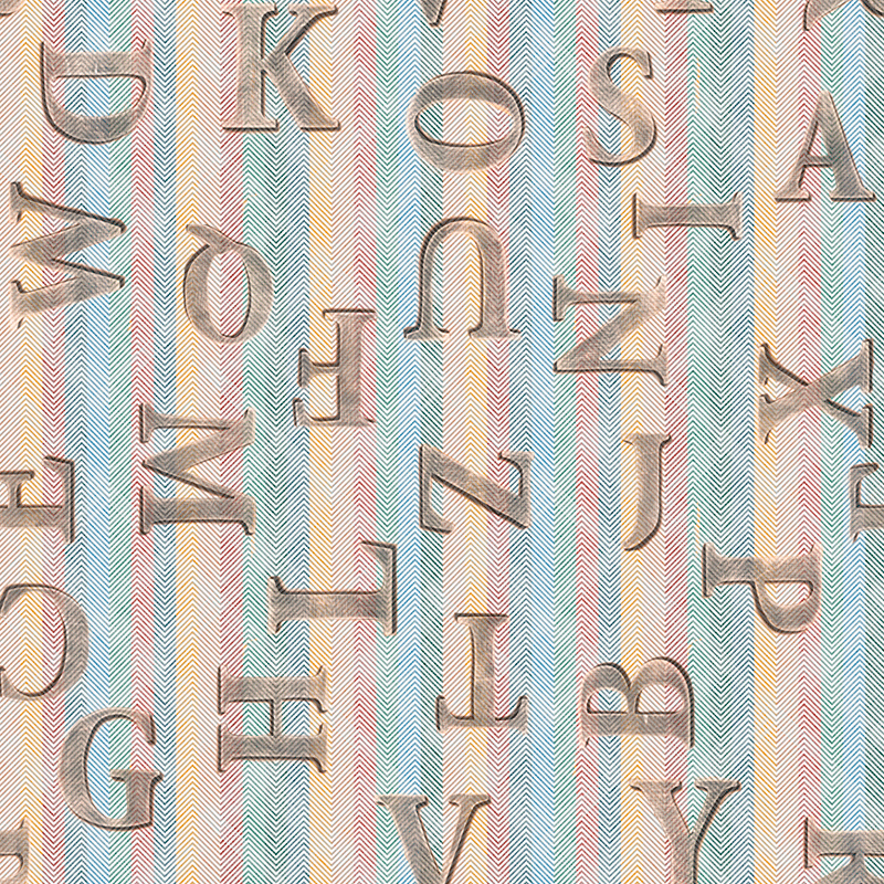 Loneta estampada de letras vintage 