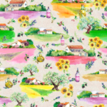 Drome loneta con paisajes provenzales para decoración lavandas estampadas