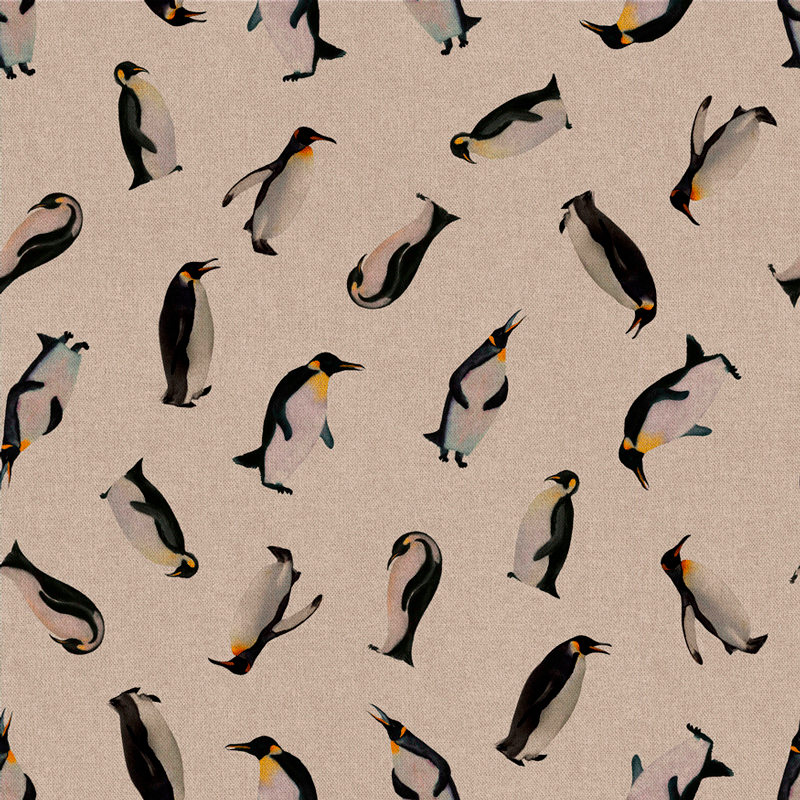 tela de pinguinos estampados en tejido culla de algodón