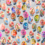 loneta flores pascua conejos huevos