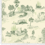 tela loneta coto paisaje toile de jouy verde
