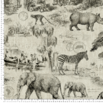 textil hogar loneta estampado animales elefantes jirafas cebras