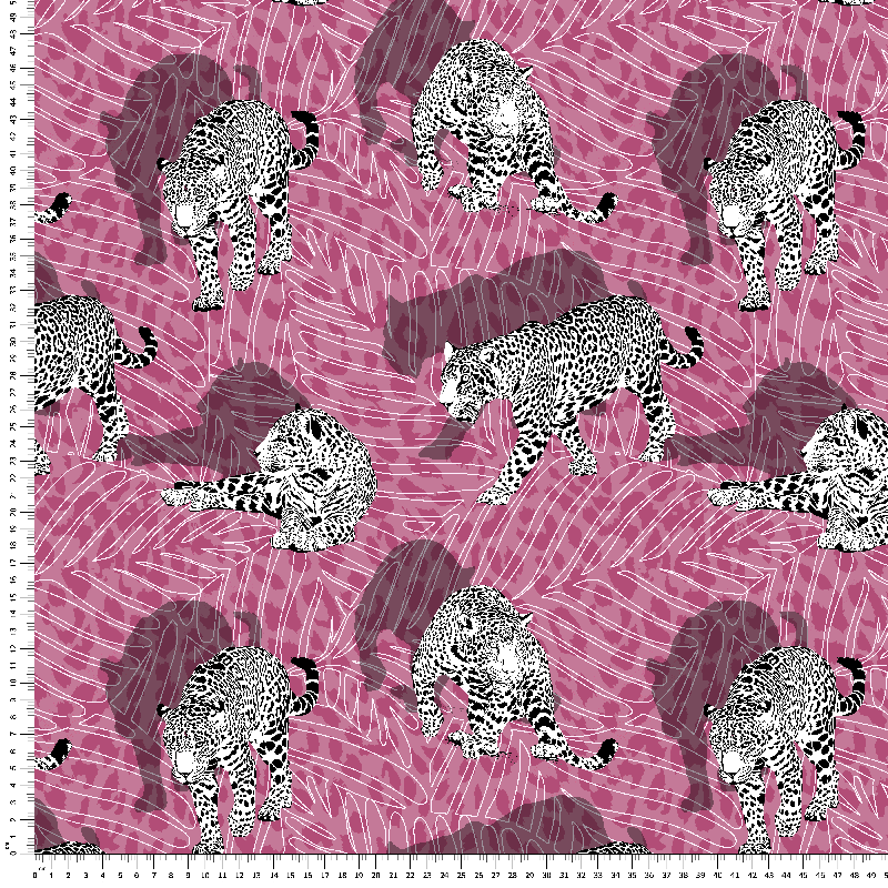 Loneta animales salvajes fondo rosa
