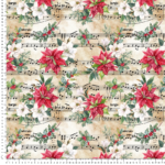 loneta navidad poinsetia flor de pascua navidad con notas musicales