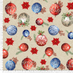 loneta estampado navidad fondo beige con adornos de bolas navideñas fabrics christmas whoresale