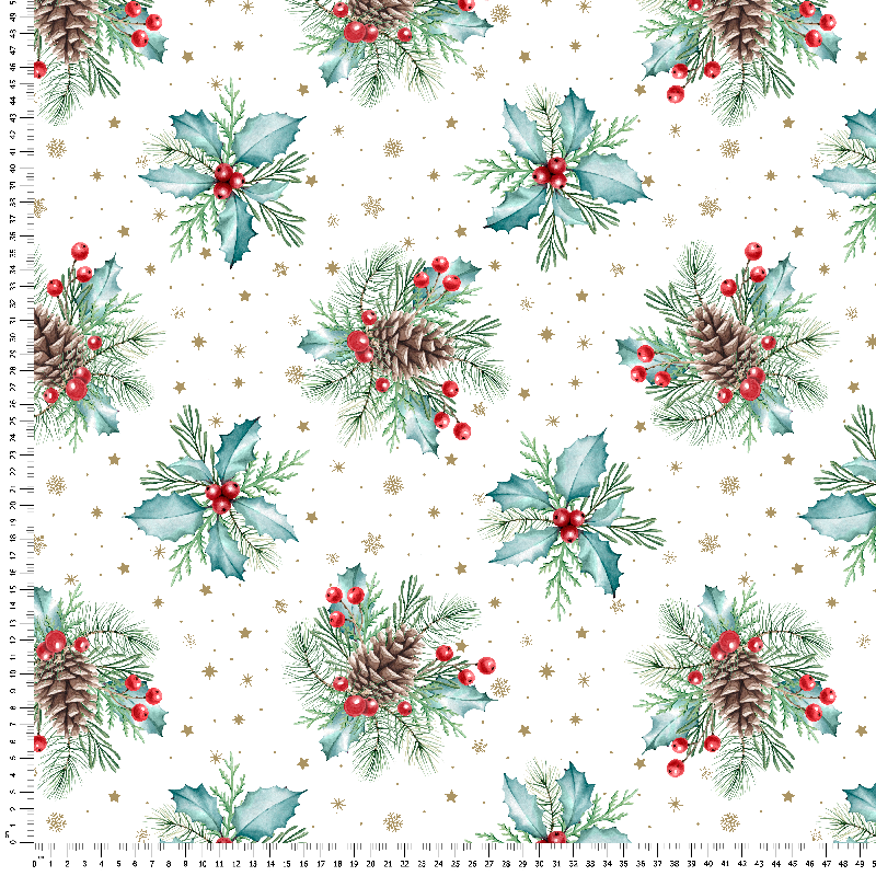 loneta con piñas y flor navidad 