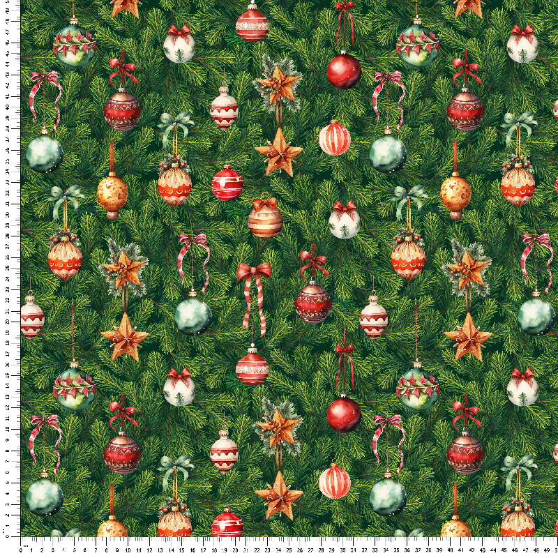 loneta estampado arbol de navidad acebo con adornos acevo fabrics textile