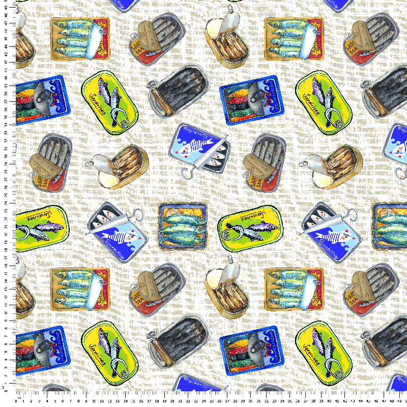 tela loneta estampado jaspeado conservas mediterraneo