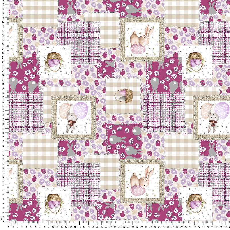 Tela loneta pascua en color rosa y beige