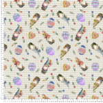 Tela loneta duendes estampados vintage