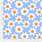 tela loneta estampada azul margaritas flores heimtextil