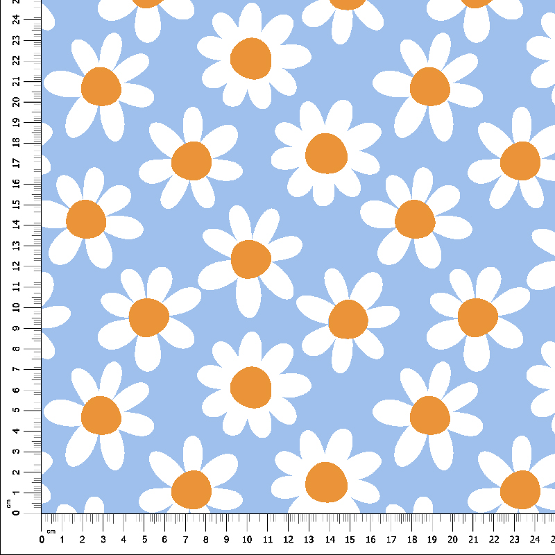 tela loneta estampada azul margaritas flores heimtextil