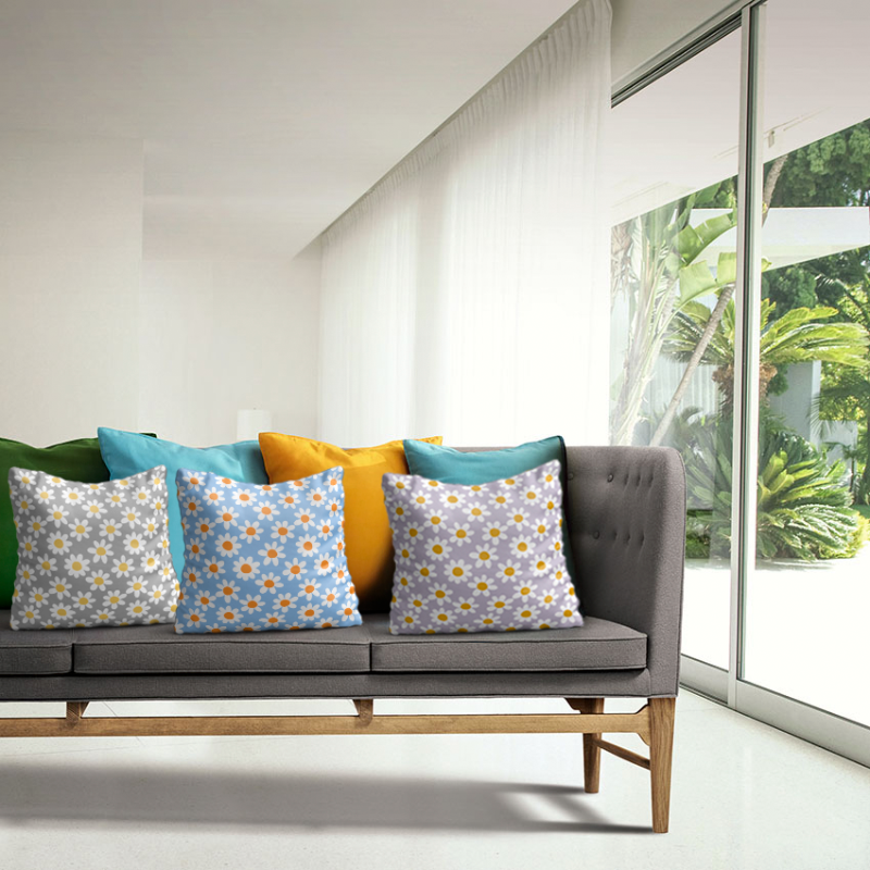 tela loneta estampada margaritas flores