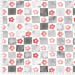 loneta estampada flores y acuadros rojos con gris telas al por mayor textil hogar