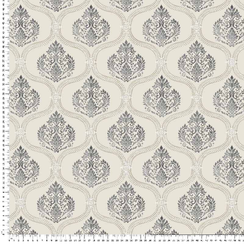 loneta estampado hornamental gris