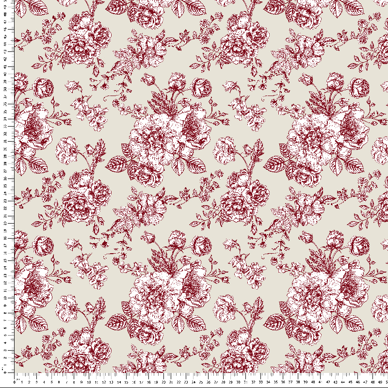 loneta estampado floral rojo coordinado tolie de jouy para decoración