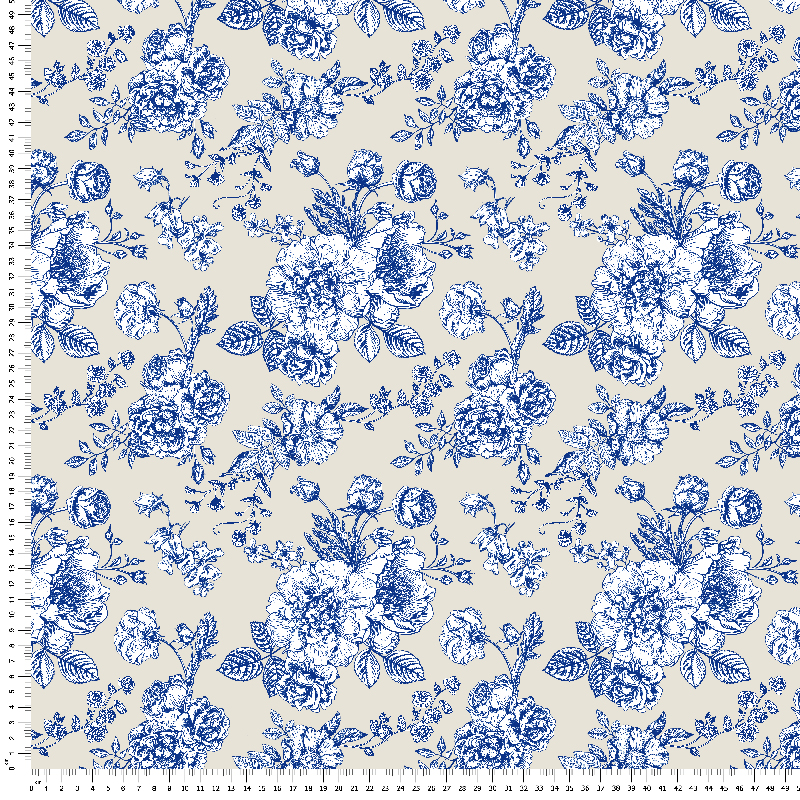 loneta estampado flores vintage azul