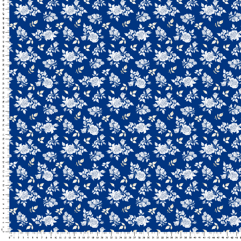 loneta estampada flores mini azul cretonas