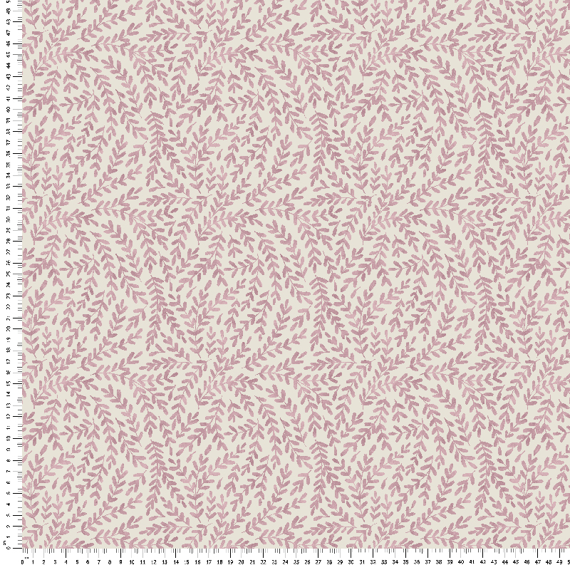 loneta estampado hornamental hojas rojo