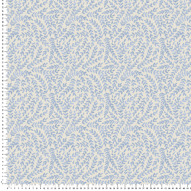 loneta estampado hojas entrelzadas azul