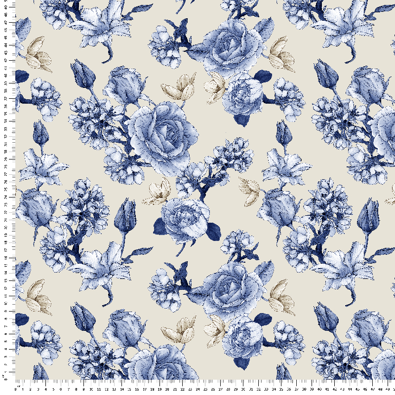 loneta estampado flores cretonas vintage azul